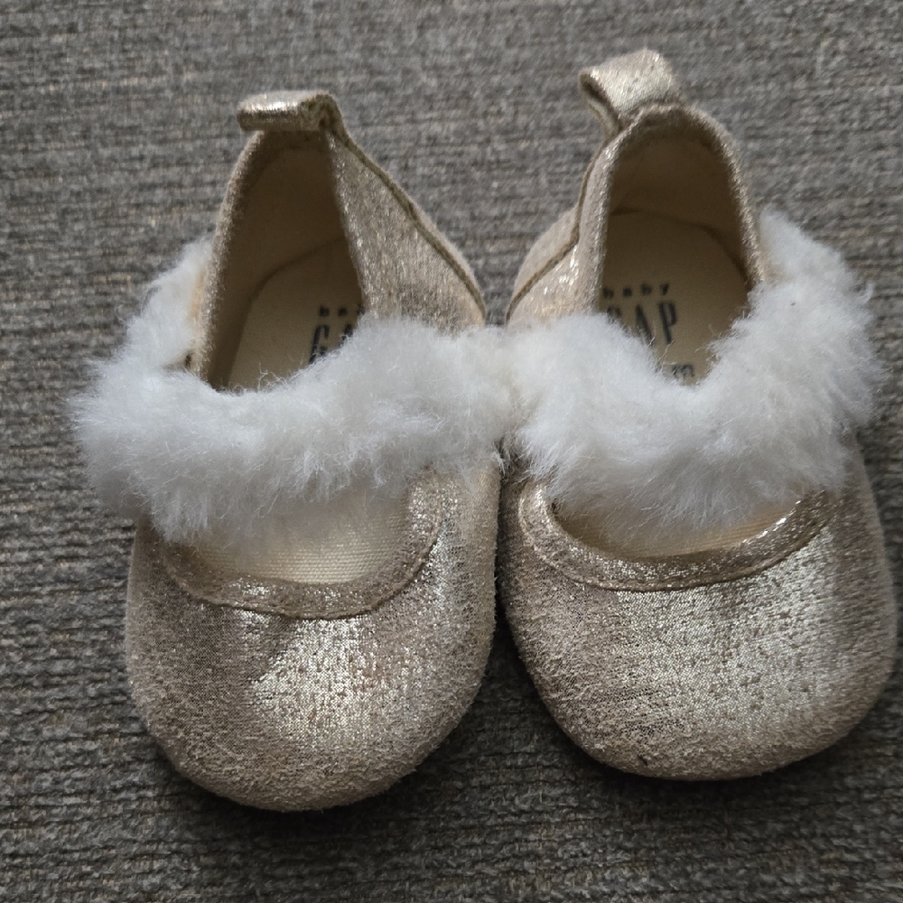 GAP Shimmering Gold Baby Dress Shoes with White Trim